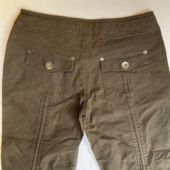Arizona Jean Co. Women Capri Pants 3 Brown Cargo Button Tie 18" Inseam Outdoor - Picture 3 of 10